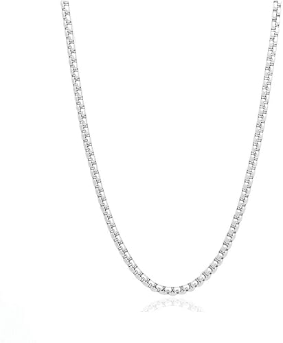 Chain necklace, 3MM Square Rolo Stainless steel chain necklace for women men, Silver chains 16-30 inch available