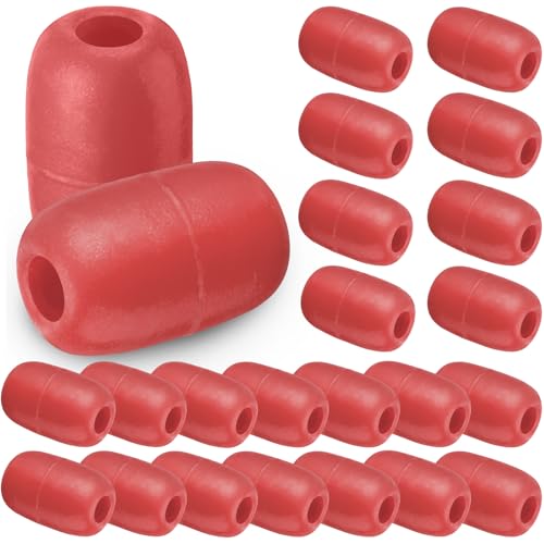 Vertintong Deep Water Fishing Float 4.72 x 2.75'' Heavy Duty Pool Buoy Float Fishing Marker 0.78 Hole for Kayak Tow Line Anchor Marker Buoy Drift Sock Replace Pool Crabbing Dock(Red, 24 Pcs)
