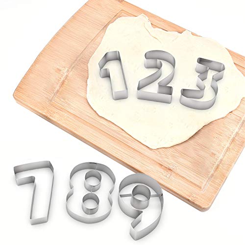 Sandwich Cookie Cutter Set, Fubarbar 3 Inch Number 0 1 2 3 4 5 6 7 8 Shapes Cutter Large Metal Numbers Fondant Cutters Mold, Stainless Steel Biscuits Mold Halloween Christmas Supplies #TOP3
