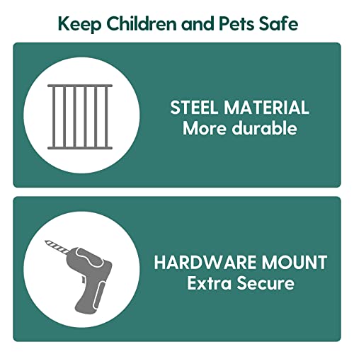 Babelio 26-43" Auto Close Baby/Dog Gate For Stairs, 2-In-1 Easy Swing Doorway And Hallway Pet Gate, With Extra-Wide Walk Thru Door And Threshold-Free Design, White #TOP3