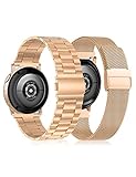 [ 2Pack ] Girovo Metal Bands Compatible with Samsung Galaxy Watch 46mm/Watch 3 45mm/Gear S3 Frontier/Classic Band, 22mm Stainless Steel Metal Band + Mesh Replacement Wristband Strap for Women Men