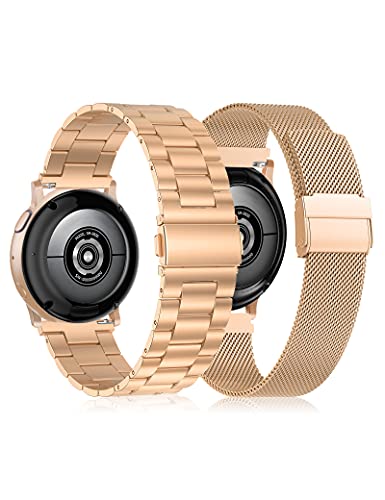 [ 2Pack ] Girovo Metal Bands Compatible with Samsung Galaxy Watch 46mm/Watch 3 45mm/Gear S3 Frontier/Classic Band, 22mm Stainless Steel Metal Band + Mesh Replacement Wristband Strap for Women Men