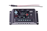 SMAKN PWM 10A 12/24V Solar Charge Controller Regulator & DC 12V USB 5V Power