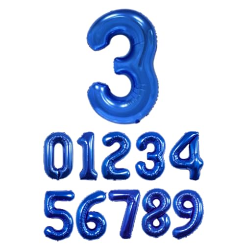Diva 数字バルーン ビッグ約90cm バルーン 風船 大きい 巨大 数字 ビッグバルーン 大きい風船 飾り付け 誕生日 記念日 イベント 内祝い くすみ 3 ブルー 青