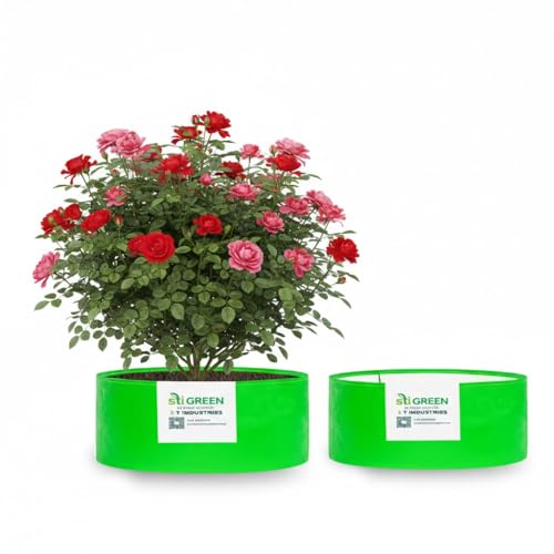 Image of HDPE Grow Bags for Plants 24X18 Inch (Pack of 2) | 260 GSM Heavy Duty UV-Protected Round Green Colour Plant Bags for Terrace and Vegetable Gardening | Strong & Reusable|