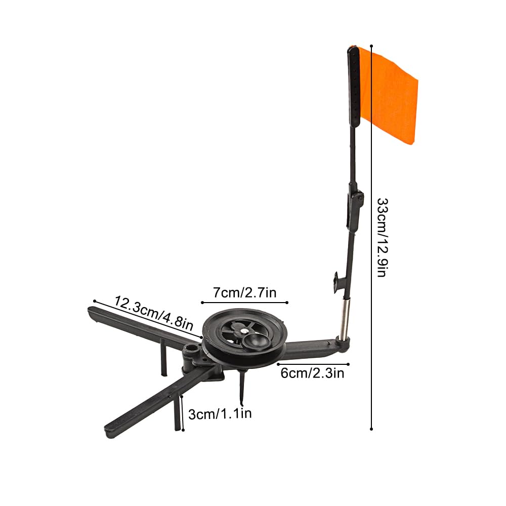 DONGKER Ice Fishing Tip Ups, 3 Stuck Eisangel-Tip-Ups Ausrüstung, Faltbare Eisangelrute mit orangefarbenen Rutenflaggen für Angelzubehör