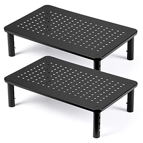 DOLALIKE 2 Pack Desktop Riser, 3 Height Adjustable Monitor stands for 2 Monitors, PC, Computer, Printer, iMac, Desktop Monitor Stand with Ventilated Platform for Airflow by DOLALIKE - Used condition - US$17.86