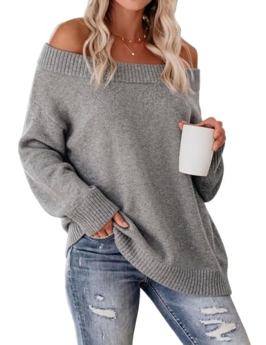 Image of VIMPUNEC Womens Off Shoulder Color Block Sweater Oversized Pullover Top