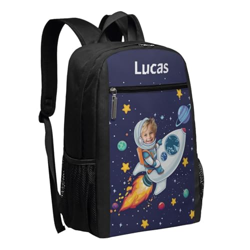 Custom Astronaut Backpack for Men Women Personalized Laptop Backpack Design Your Name Text Photo Customize Large-capacity Backpack for Work Hiking Travel 17in​​​​​2