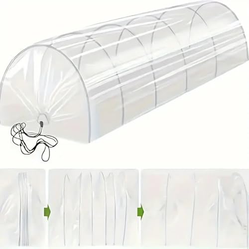 FUANA Tunnel de serre de jardin respirant 2 en 1, filet d'ombrage portable en polyéthylène avec supports pour la protection du lit surélevé (film PE) – vue 2