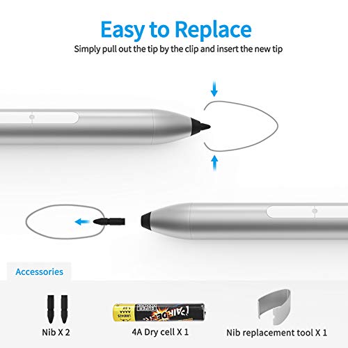 Pen for Surface, Kimwood Stylus Pen with 1024 Levels Pressure Compatible with Microsoft Surface Pro X/7/6/5/4/3, Surface Go 2/1, Surface Book, Surface Laptop, Surface Duo