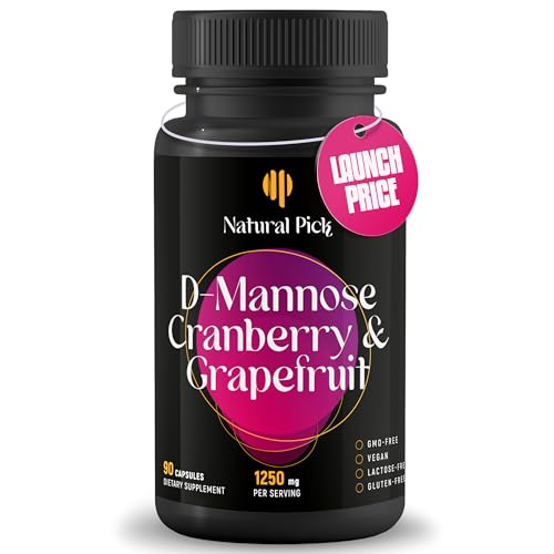 Natural Pick D-Mannose - Cranberry & Grapefruit – Cranberry Pills, UTI Treatment and Fast Relief for Women | Urinary Tract & Bladder Support. 90 Vegan Capsules, D mannose Supplements for Women
