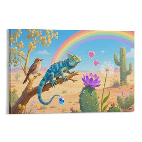 Lézard Toile Colorée 3D Pour Bureau - Décoration Murale Moderne