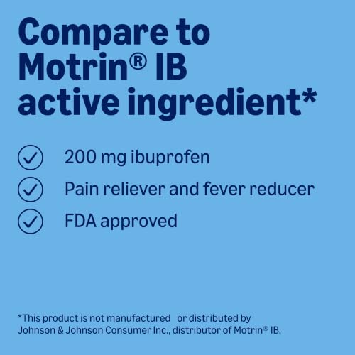 Image of Amazon Basics Ibuprofen Tablets, 200 mg, Pain Reliever and Fever Reducer, for Arthritis, Toothache, Backache and More, 100 Count (Previously Care)