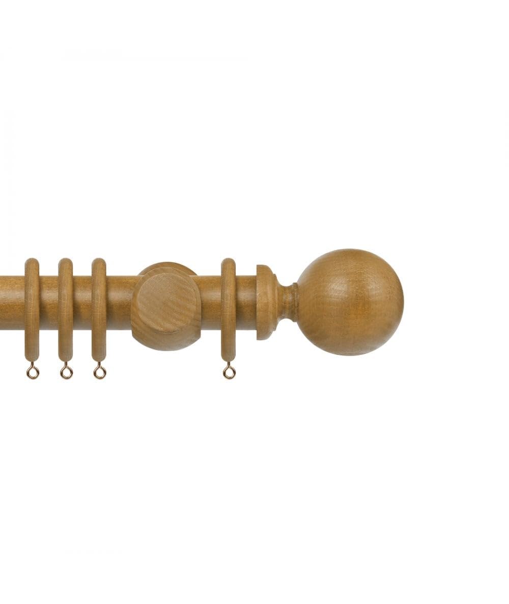 Premium 35mm Wooden Curtain Pole Set - Light Oak 200cm