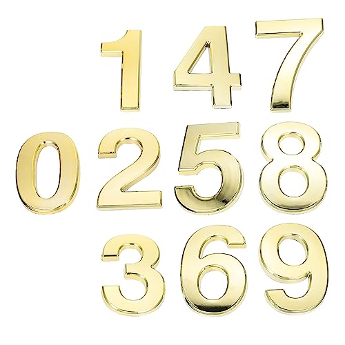 DECOMELODY 10pezzi Targhetta Numerica Autoadesiva Dorata Numeri Resistente Per Numero Civico Casa Ufficio Scuola e Cassetta Postale