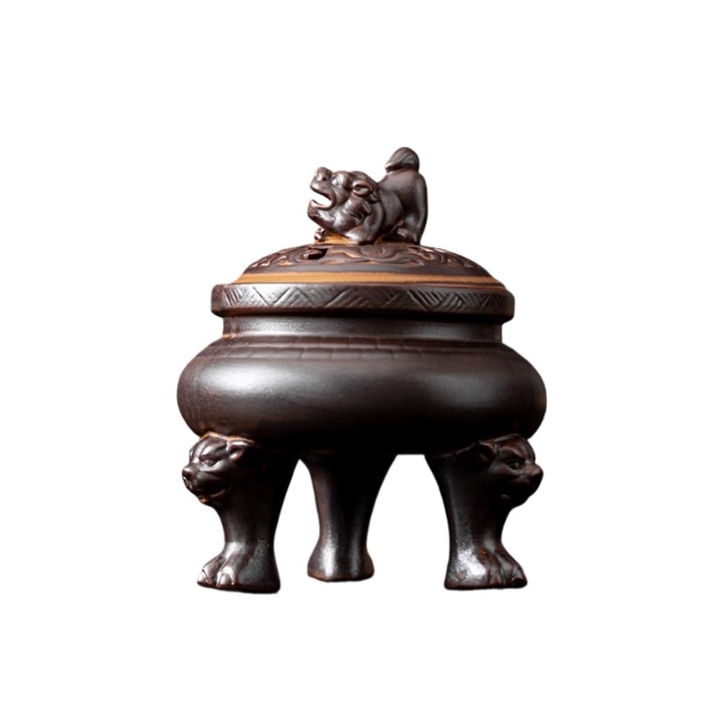 Incense Holder Base Chinese Style Plate Incense Burner Ceramic Three-legged for Buddhist Temple Zen Decoration