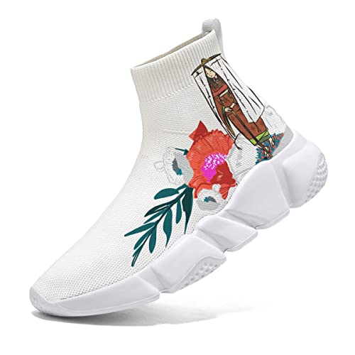 Women's Sock Shoes Japanese Flower Shoe for Women High Top Tennis Fashion Sneakers2