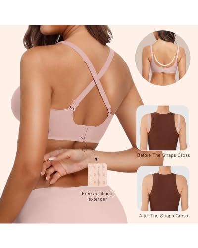 Image of Womens Wireless Jelly Bras No Underwire Support Push Up Removable Straps (U /Cross /Halter) Everyday Sports Bra