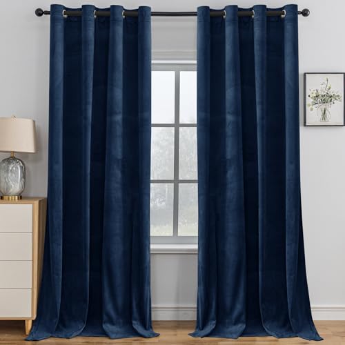 YSTELLAA Rideau Velours Occultant Lot De 2, 140×280CM, Rideau Thermique Isolant Anti Froid Et Chaleur Opaque, Moderne, Anti Bruit À Oeillets, pour Salon Et...