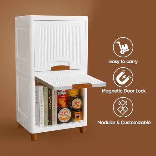 Image of TEKCOOL Plastic Wardrobe for Clothes : Versatile Plastic Cupboard for Storage Organizer & Organisers Storage Box for Ideal for Neat and Tidy Storage Solutions Almirah for Clothes (White, 2XL);