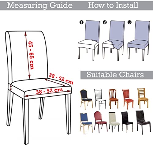 Image of HOKIPO Dining Chair Protector Cover Set of 2 Elastic Slip Frill Covers (AR-4092-D2*2)
