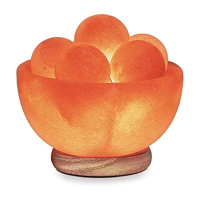 Himalayan Glow Hand Crafted Crystal Rock Salt Lamp Bowl with 5 Therapy Massage Balls, Night Light Salt Lamp, ETL Certified Cord| Perfect Choice