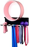 Alvade Gym Storage Rack,Double Layer Multi-Purpose Exercise Bands Rack,Resistance Bands Rack with 10 Hooks for Lifting Belt and Jump Rope Storage, Yoga Mat and Foam Roller Holder (Hardware Included)