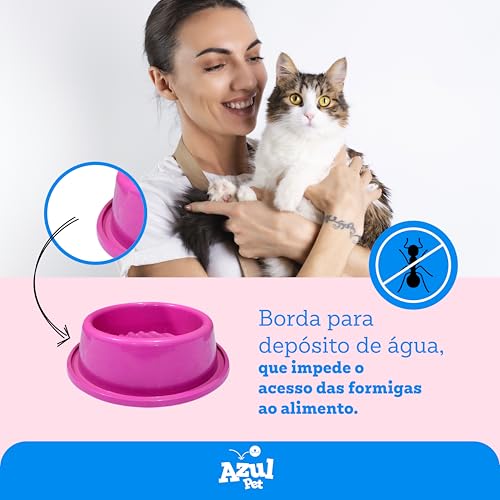 Kit 2 Comedouro Antiformiga para Gatos, Rosa, 150ml, Kit com 2 Unidades, 16x16x5 cm