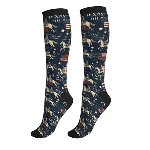 Western Texas American Flag Compression Socks Knee High