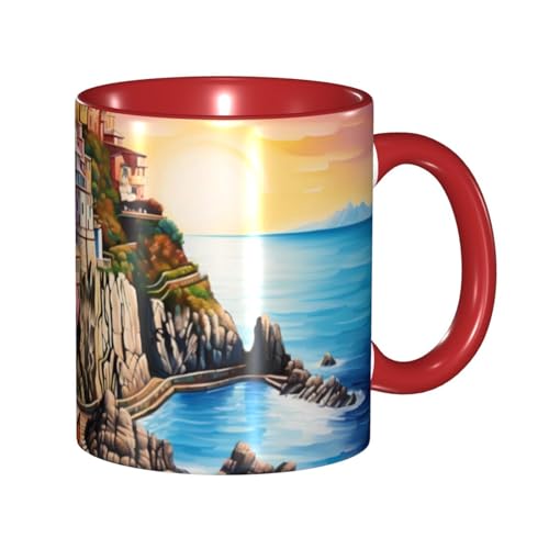 Tazza da caffè Cinque Terre, 330 ml, in ceramica, perfetta per cucine, ristoranti e caffè