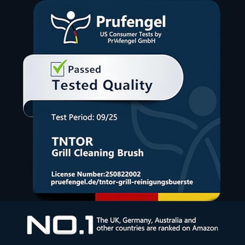 TNTOR Grill Brush with Scraper, 18" Adjustable Handle BBQ Grill Brush for Outdoor Grill, Extra Strong Grill Cleaner Accessories for Grill/Smoker/Gas/Charcoal Grill Cleaning-Grill Gifts for Men/Dad