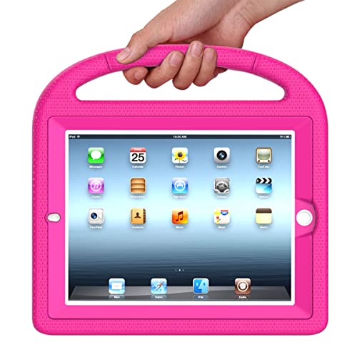Suplik Kids Case For Ipad 2/3/4 (9.7 Inch, 2011/2012 Release Only), Durable Shockproof Kidproof Protective Handle Stand Cover With Screen Protector For Apple Ipad 9.7" 2Nd/3Rd/4Th Generation, Pink #TOP7