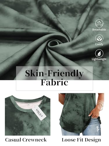 Image of VISLILY Plus-Size-Tops for Women Casual Short Sleeve T Shirts Trendy Tie Dye Crewneck Tees Comfy Loose Fit Tunics XL-5XL