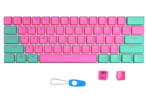 61 PBT Keycaps,61 Key ANSI Layout OEM Profile PBT Thick Shine-Through Keycaps for 61 Mechanical Keyboard Closed Character keycaps (Maimi Color)