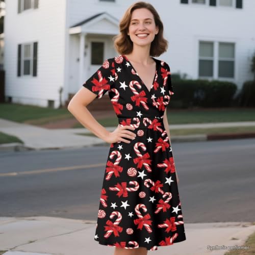 Image of Women's Summer Dresses Short Sleeve Formal Dresses with Pockets | Lightweight polyester fabric delivers cool airflow during hot summer outdoor activities