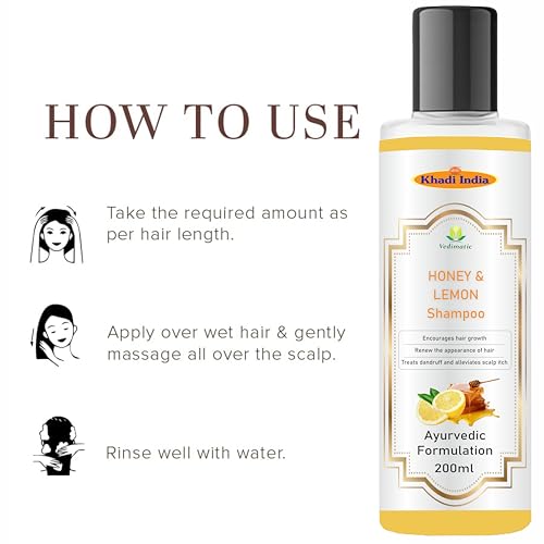 Image of Khadi Vedimatic Natural Honey and Lemon Juice shampoo, 100% Pure & Natural (Pack of 1, Honey Lemon)