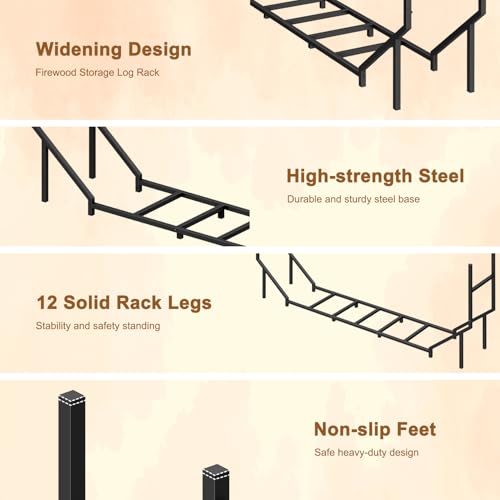 Ebeneze FIREWOOD HOLDER 5.9Ft Firewood Rack Holder, Outdoor Indoor Heavy Duty Metal Wood Stand thumb #1