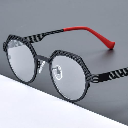 Image of FONEX Colorful Pure Titanium Glasses Frame Women Retro Round Eyeglasses