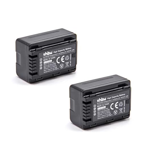 vhbw 2 x Li-Ion batteri 1600 mAh (3,6V) med info chip för kamera DSLR Panasonic HC-VX870, HC-VXF999, HC-W570, HC-W580, HC-W850EB, VXF-999, HC-VXF1