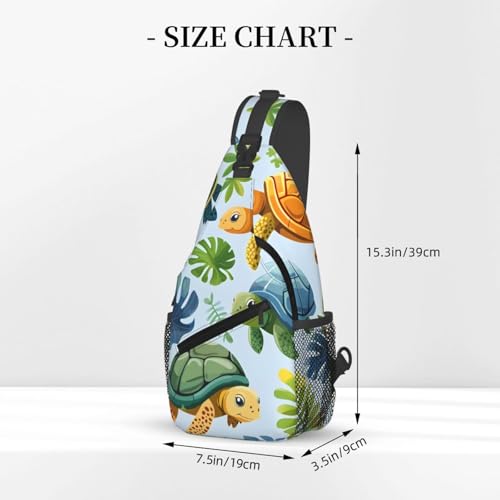 Cute Turtle Leaf Pattern Sling Bag para Mujer y Hombre miniatura 3