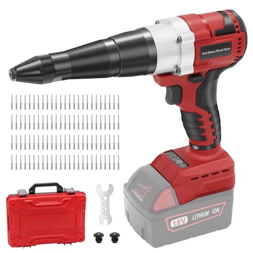 Cordless Rivet Gun Tool for Milwaukee 18V Max Battery, Brushless Electric Automatic Rivet Gun for Rivets 1/8'', 5/32'', 3/16