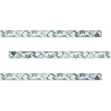 Kantu 2112002 Ceramic Decorative Listello Wall Tile, 1-inch, Platinum, 3 Pack