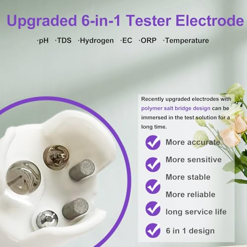 Image of Pool pH ORP Meter, Hydrogen Water Tester, ORP Meter, TDS pH Meter for Drinking Water, YINMIK 6 in 1 pH TDS H2 EC ORP Temp Water Quality Meter, Digital pH PPM EC Monitor