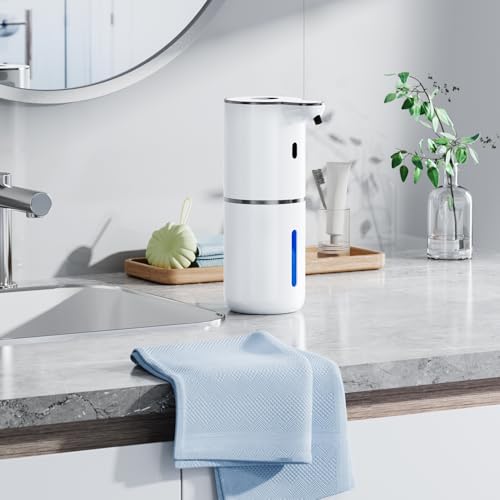 Seifenspender Automatisch mit digitaler Anzeige,380ml Elektrischer Seifenspender mit Sensor,Wandmontage,Berührungslos,USB Wiederaufladbar IPX5 Wasserdicht Schaumseifenspender für Bad,Küche