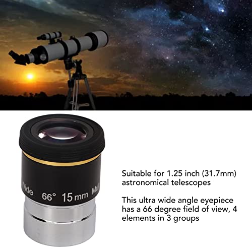 Zunate Telescope Eyepiece, 15mm 1.25inch Super Wide Angle Telescope Lens 66 Degree Apparent Field Telescope Accessory - Image 2