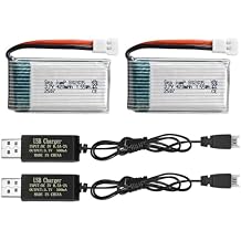 sea jump 2PCS 3.7V Lipo Battery 420mAh 25C with USB Charging Cable Molex Plug Compatible with Most RC Drone Quadcopters, Aerial Drones, Gliders, Robot Batteries