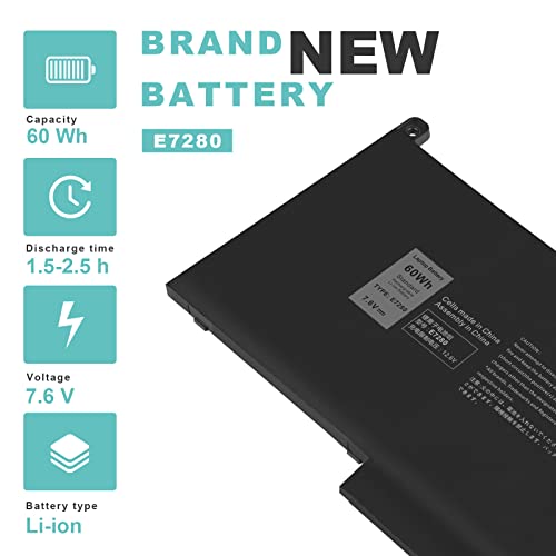 Image of F3YGT 60Wh Laptop Battery for Dell Latitude 12 7000 7280 7290 /13 7000 7380 7390 P29S002 /14 7000 7480 7490 P28S P28S001 P73G P73G002 Series DM3WC 0DM3WC DM6WC 2X39G KG7VF V4940 451-BBYE 453-BBCF