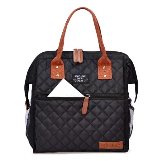 INSMEER Lancheira Bolsa Térmica, Bolsa Térmica Marmita Portátil Para Viagem, Caminhada, Praia, Piquenique, Churrasco,20 Latas, Preto