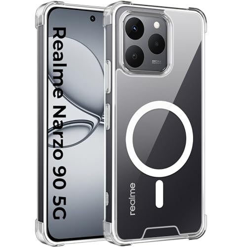 Image of A rtistque Clear Back Cover Case for Realme Narzo 90 / Realme 15T 5G | Compatible with Mag-Safe | Premium Cover | Shockproof TPU Bumper | Slim Protective Design | Poco M8 Back Cover - Transparent